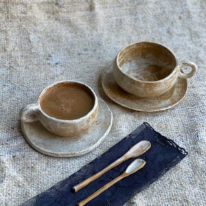 Saucer rustic pottery mug